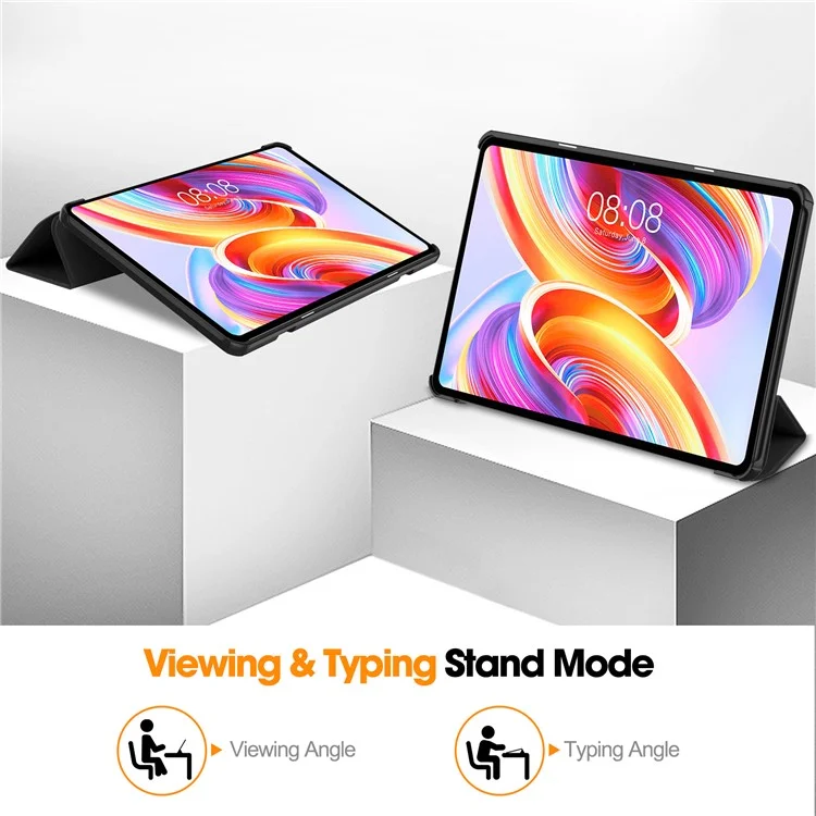 Per Teclast T50 Tri-fold Stand Shell Auto Sleep / Wake Tablet Case PU Leather Full Protective Cover - Nero