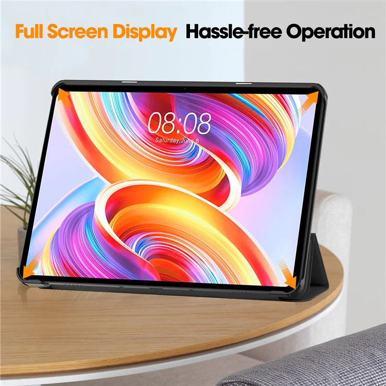 Per Teclast T50 Tri-fold Stand Shell Auto Sleep / Wake Tablet Case PU Leather Full Protective Cover - Nero