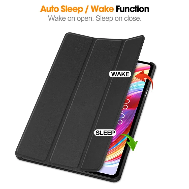 Per Teclast T50 Tri-fold Stand Shell Auto Sleep / Wake Tablet Case PU Leather Full Protective Cover - Nero