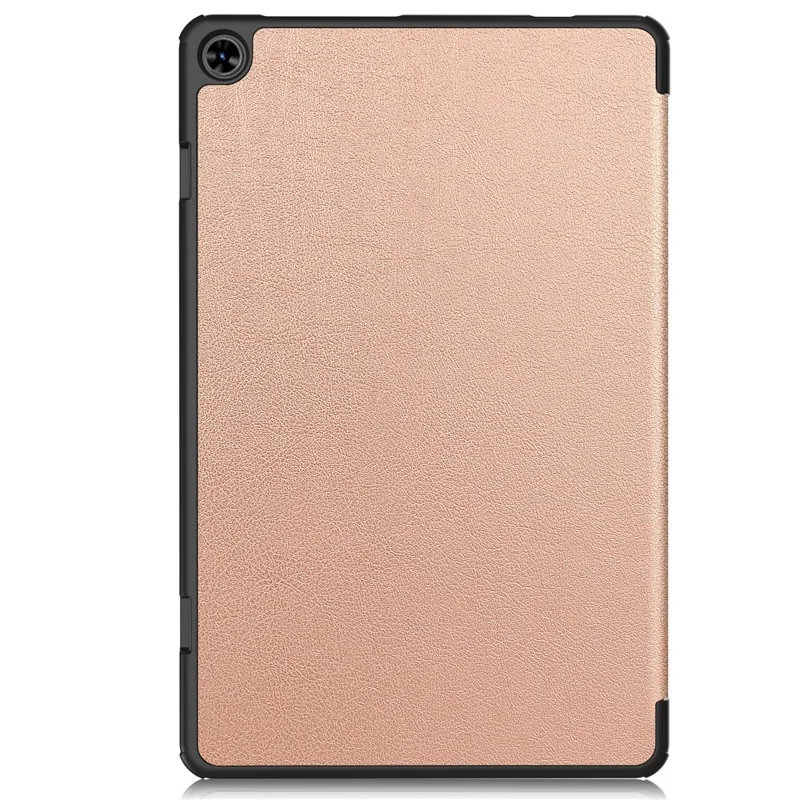 For Teclast T50 Tri-fold Stand Shell Auto Sleep  /  Wake Tablet Case PU Leather Full Protective Cover - Rose Gold
