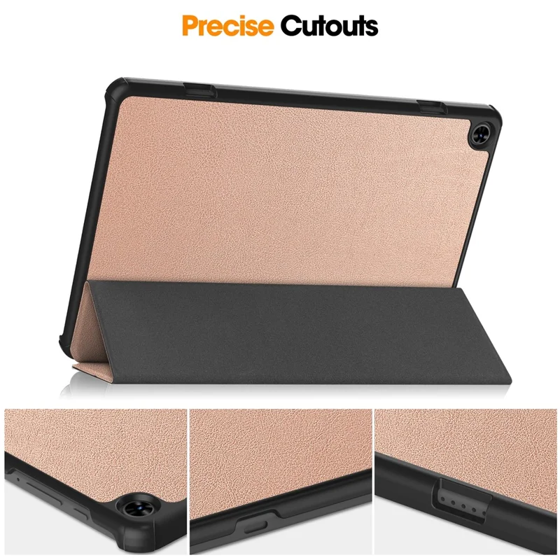 For Teclast T50 Tri-fold Stand Shell Auto Sleep  /  Wake Tablet Case PU Leather Full Protective Cover - Rose Gold