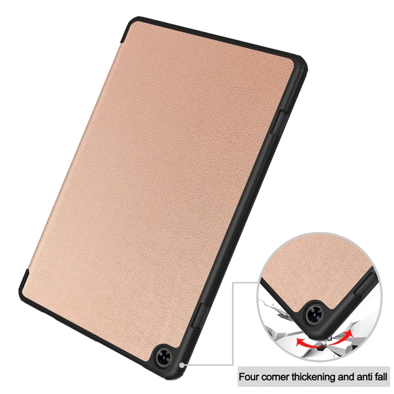 For Teclast T50 Tri-fold Stand Shell Auto Sleep  /  Wake Tablet Case PU Leather Full Protective Cover - Rose Gold