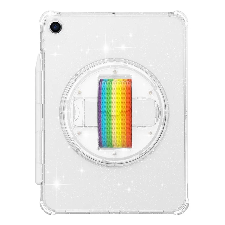 Чехол-подставка для планшета Kickstand для iPad 10.2 (2021) / (2020) / (2019), поворотный ремешок для руки TPU+PC, чехол для планшета - блестящий белый