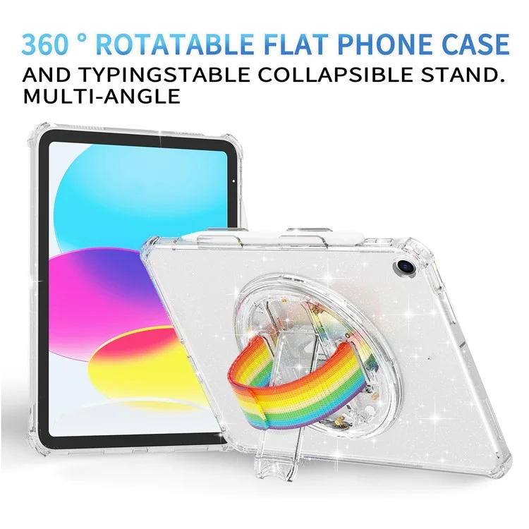 Чехол-подставка для планшета Kickstand для iPad 10.2 (2021) / (2020) / (2019), поворотный ремешок для руки TPU+PC, чехол для планшета - блестящий белый