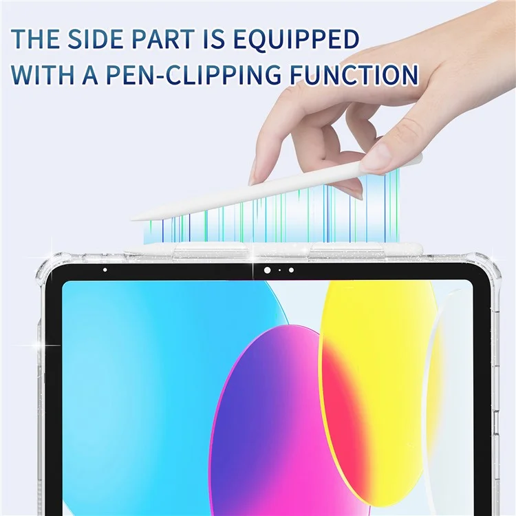 Pour iPad 10.2 (2021) / (2020) / (2019) Rotary Hand Strap Kickstand Tablet Case TPU+PC Tablet Cover with Shoulder Strap - Glitter White