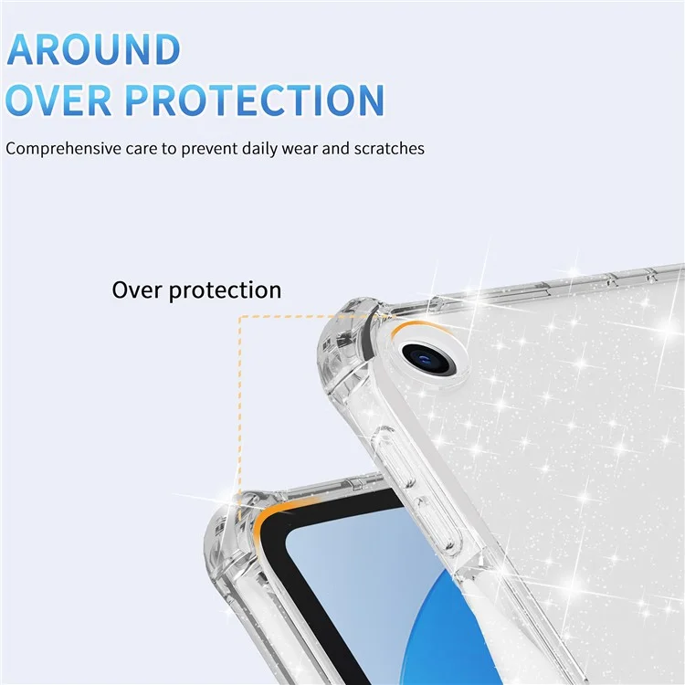 Pour iPad 10.2 (2021) / (2020) / (2019) Rotary Hand Strap Kickstand Tablet Case TPU+PC Tablet Cover with Shoulder Strap - Glitter White