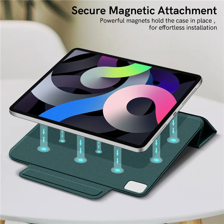 Custodia per tablet AHASTYLE IP03 per iPad Pro 11 (2018) / (2020) / (2021) / (2022) / iPad Air (2020) / (2022) Pelle PU Tri-fold Stand Magnetic Cover - Verde Mezzanotte