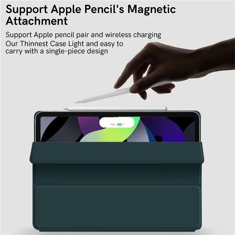 Custodia per tablet AHASTYLE IP03 per iPad Pro 11 (2018) / (2020) / (2021) / (2022) / iPad Air (2020) / (2022) Pelle PU Tri-fold Stand Magnetic Cover - Verde Mezzanotte