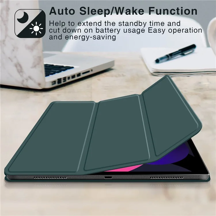 Custodia per tablet AHASTYLE IP03 per iPad Pro 11 (2018) / (2020) / (2021) / (2022) / iPad Air (2020) / (2022) Pelle PU Tri-fold Stand Magnetic Cover - Verde Mezzanotte