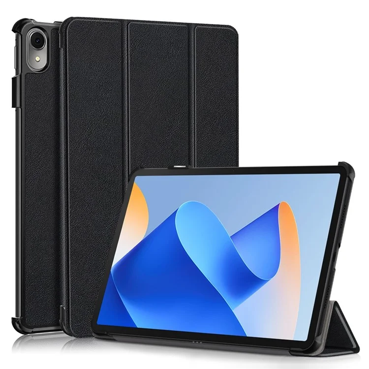 Para Huawei MatePad 11 (2023) Tri-fold Stand Tablet Case Capa de Couro PU Tablet com Despertar / Dormir Automático - Preto