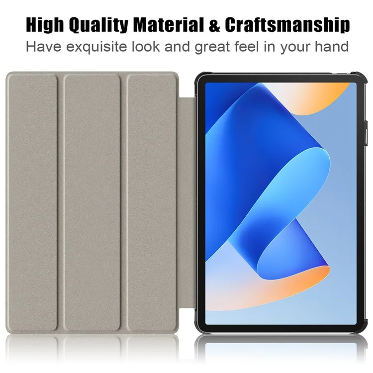 Para Huawei MatePad 11 (2023) Tri-fold Stand Tablet Case Capa de Couro PU Tablet com Despertar / Dormir Automático - Preto