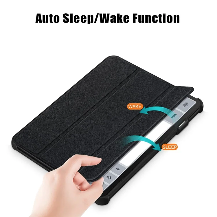 Para Huawei MatePad 11 (2023) Tri-fold Stand Tablet Case Capa de Couro PU Tablet com Despertar / Dormir Automático - Preto