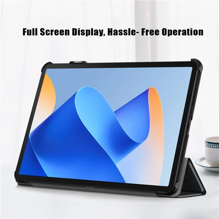 Para Huawei MatePad 11 (2023) Tri-fold Stand Tablet Case Capa de Couro PU Tablet com Despertar / Dormir Automático - Preto