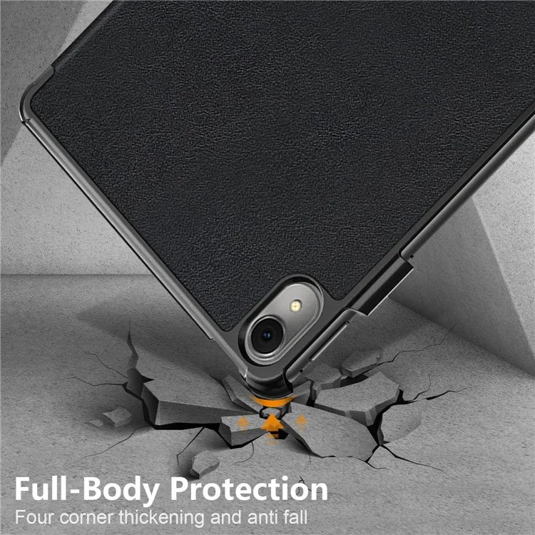 Para Huawei MatePad 11 (2023) Tri-fold Stand Tablet Case Capa de Couro PU Tablet com Despertar / Dormir Automático - Preto
