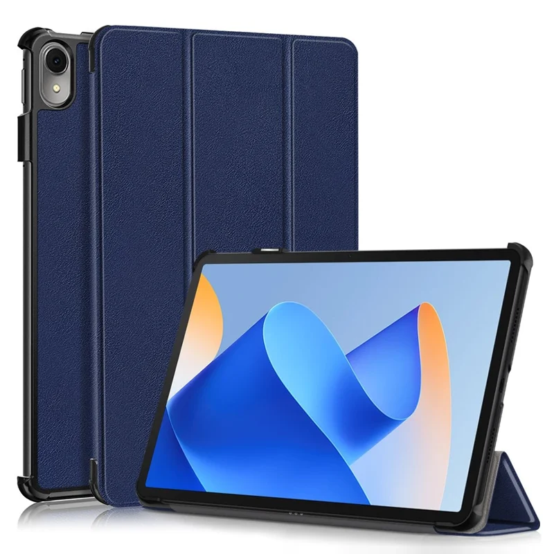 For Huawei MatePad 11 (2023) Tri-fold Stand Tablet Case PU Leather Tablet Cover with Auto Wake / Sleep - Dark Blue