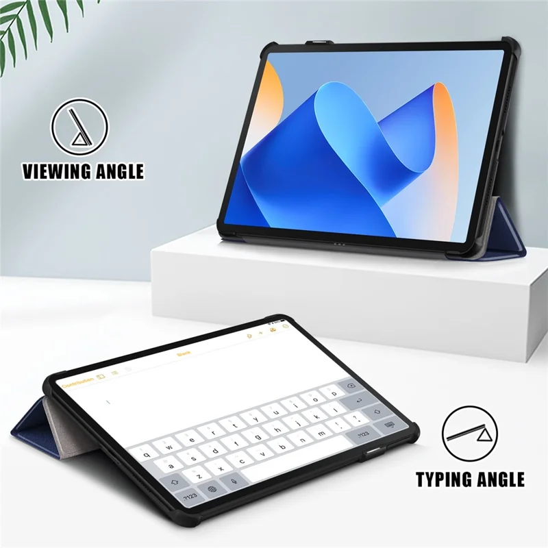For Huawei MatePad 11 (2023) Tri-fold Stand Tablet Case PU Leather Tablet Cover with Auto Wake / Sleep - Dark Blue