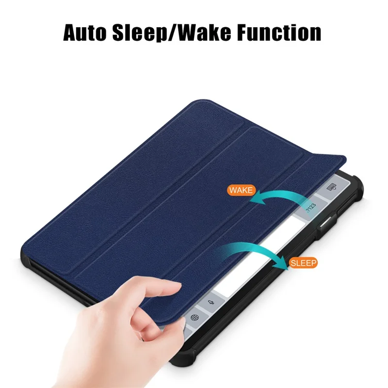 For Huawei MatePad 11 (2023) Tri-fold Stand Tablet Case PU Leather Tablet Cover with Auto Wake / Sleep - Dark Blue