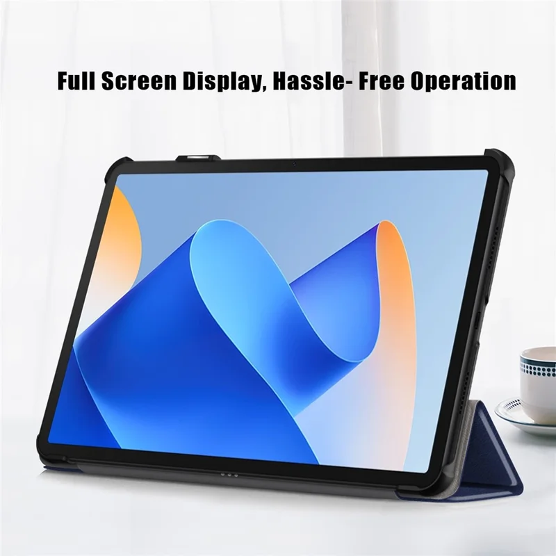 For Huawei MatePad 11 (2023) Tri-fold Stand Tablet Case PU Leather Tablet Cover with Auto Wake / Sleep - Dark Blue
