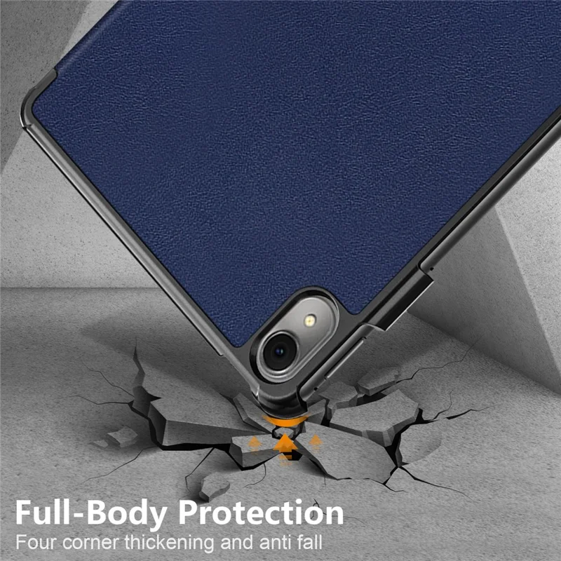 For Huawei MatePad 11 (2023) Tri-fold Stand Tablet Case PU Leather Tablet Cover with Auto Wake / Sleep - Dark Blue