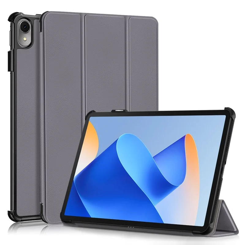 For Huawei MatePad 11 (2023) Tri-fold Stand Tablet Case PU Leather Tablet Cover with Auto Wake / Sleep - Grey