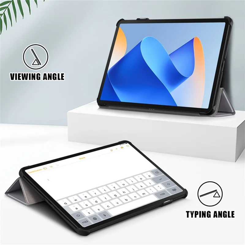 For Huawei MatePad 11 (2023) Tri-fold Stand Tablet Case PU Leather Tablet Cover with Auto Wake / Sleep - Grey