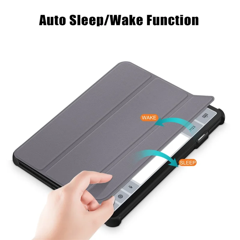 For Huawei MatePad 11 (2023) Tri-fold Stand Tablet Case PU Leather Tablet Cover with Auto Wake / Sleep - Grey