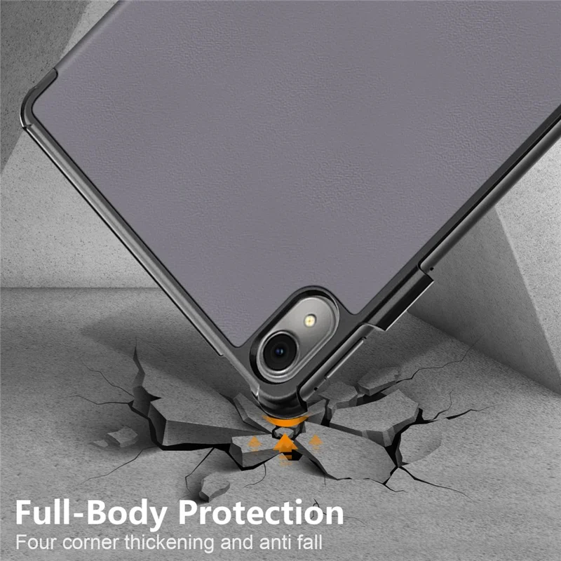 For Huawei MatePad 11 (2023) Tri-fold Stand Tablet Case PU Leather Tablet Cover with Auto Wake / Sleep - Grey