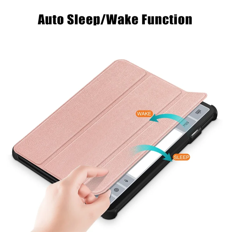 For Huawei MatePad 11 (2023) Tri-fold Stand Tablet Case PU Leather Tablet Cover with Auto Wake / Sleep - Rose Gold