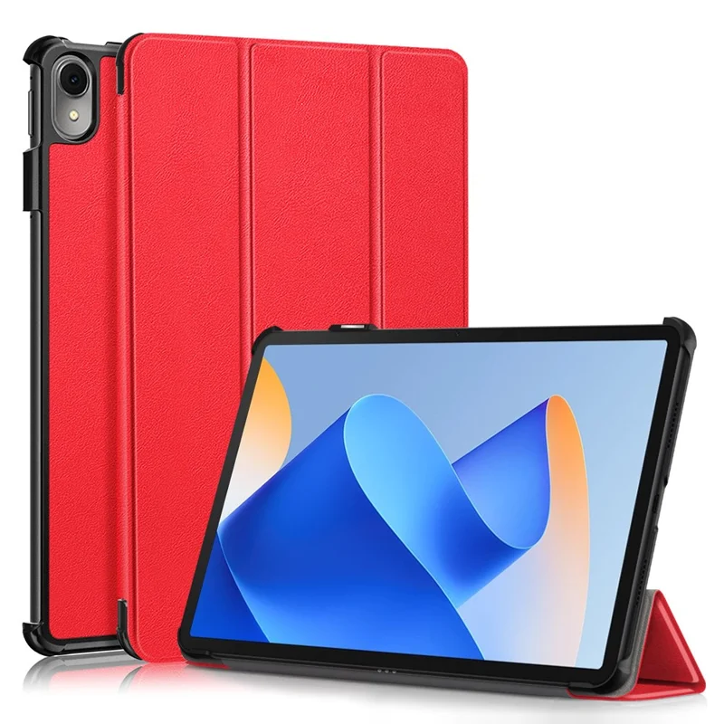 For Huawei MatePad 11 (2023) Tri-fold Stand Tablet Case PU Leather Tablet Cover with Auto Wake / Sleep - Red