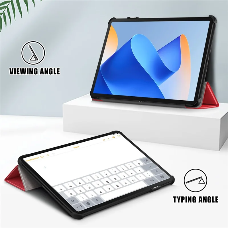 For Huawei MatePad 11 (2023) Tri-fold Stand Tablet Case PU Leather Tablet Cover with Auto Wake / Sleep - Red