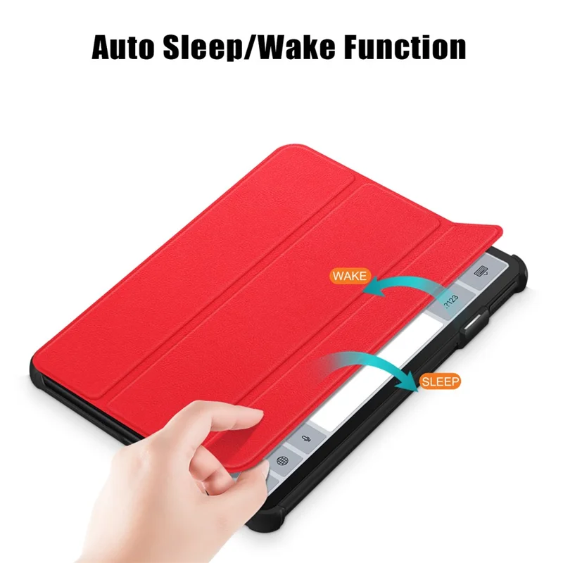 For Huawei MatePad 11 (2023) Tri-fold Stand Tablet Case PU Leather Tablet Cover with Auto Wake / Sleep - Red