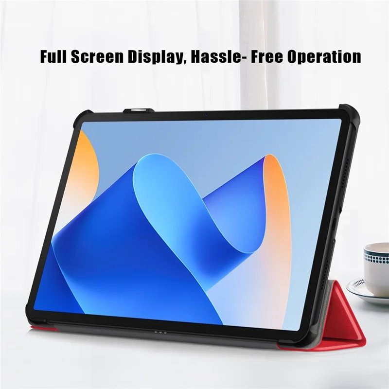 For Huawei MatePad 11 (2023) Tri-fold Stand Tablet Case PU Leather Tablet Cover with Auto Wake / Sleep - Red