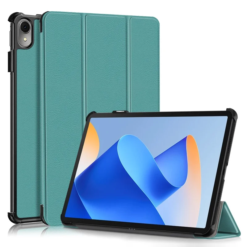 Pour Huawei MatePad 11 (2023) Tri-fold Stand Tablet Case Étui en cuir PU Housse de tablette avec réveil / veille automatique - Vert noirâtre