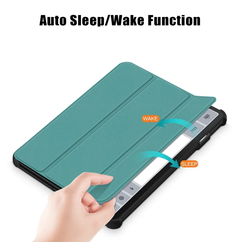 Pour Huawei MatePad 11 (2023) Tri-fold Stand Tablet Case Étui en cuir PU Housse de tablette avec réveil / veille automatique - Vert noirâtre