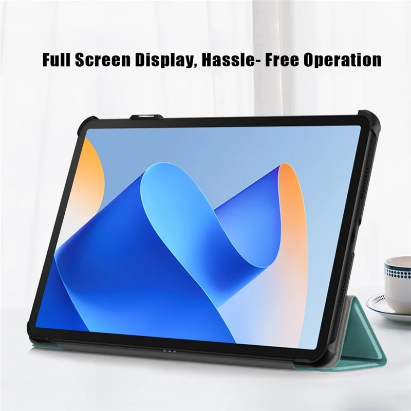 Pour Huawei MatePad 11 (2023) Tri-fold Stand Tablet Case Étui en cuir PU Housse de tablette avec réveil / veille automatique - Vert noirâtre