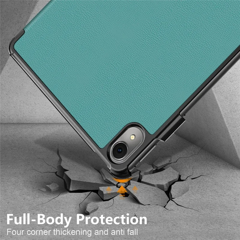 Pour Huawei MatePad 11 (2023) Tri-fold Stand Tablet Case Étui en cuir PU Housse de tablette avec réveil / veille automatique - Vert noirâtre