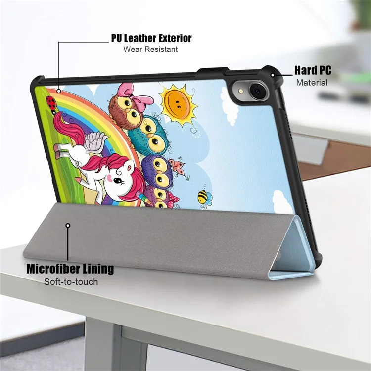 Para Huawei MatePad 11 (2023) Tri-fold Stand Tablet Case Pattern Printing PU Leather Cover with Auto Wake / Sleep - Horse