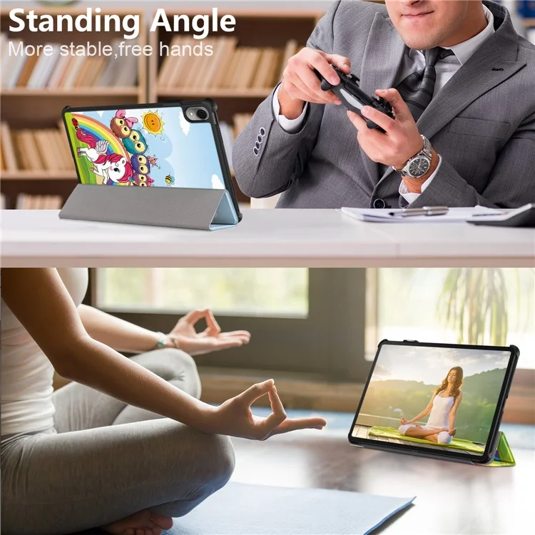 Para Huawei MatePad 11 (2023) Tri-fold Stand Tablet Case Pattern Printing PU Leather Cover with Auto Wake / Sleep - Horse