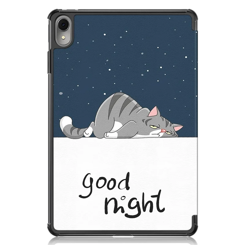 Per Huawei MatePad 11 (2023) Tri-fold Stand Tablet Case Pattern Printing PU Leather Cover con Auto Wake / Sleep - Gatto
