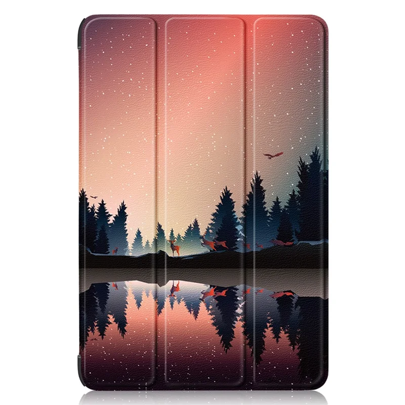Per Huawei MatePad 11 (2023) Tri-fold Stand Tablet Case Pattern Printing PU Leather Cover with Auto Wake / Sleep - Nightfall