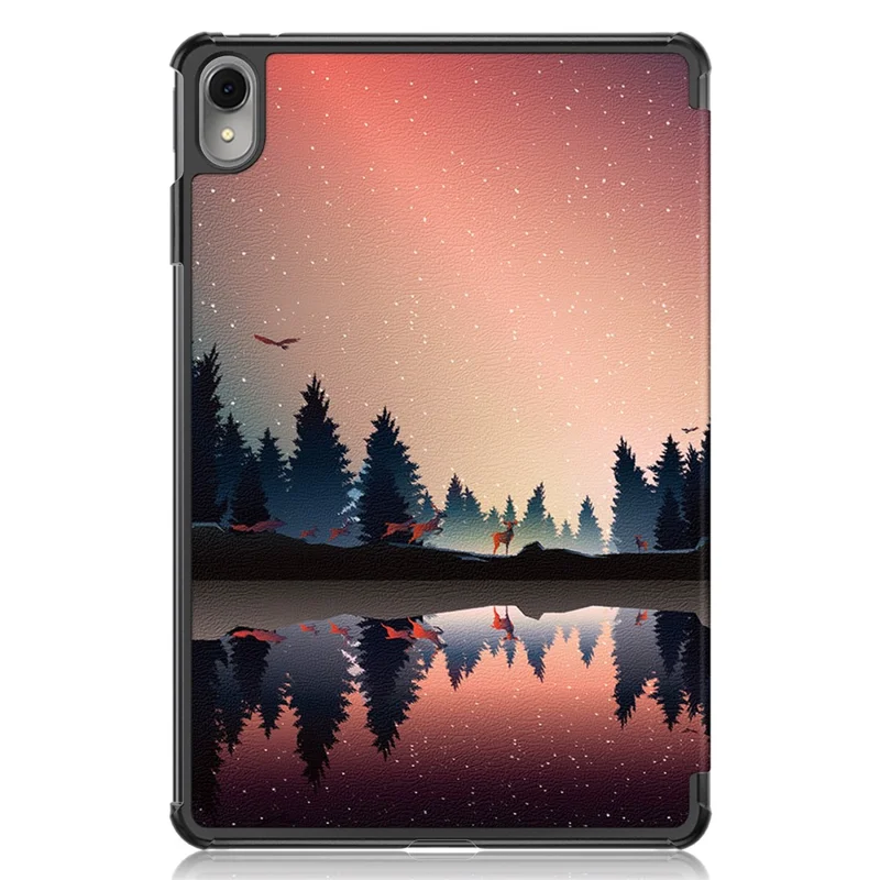 Per Huawei MatePad 11 (2023) Tri-fold Stand Tablet Case Pattern Printing PU Leather Cover with Auto Wake / Sleep - Nightfall