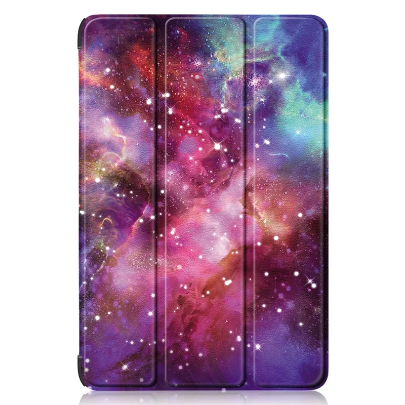 For Huawei MatePad 11 (2023) Tri-fold Stand Tablet Case Pattern Printing PU Leather Cover with Auto Wake / Sleep - Galaxy