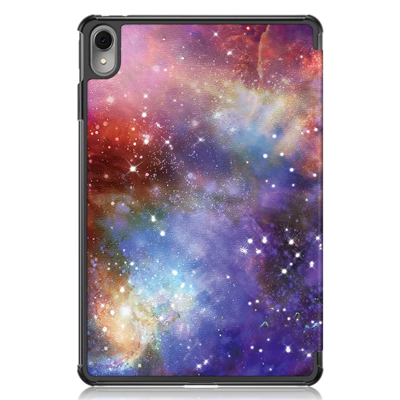 For Huawei MatePad 11 (2023) Tri-fold Stand Tablet Case Pattern Printing PU Leather Cover with Auto Wake / Sleep - Galaxy