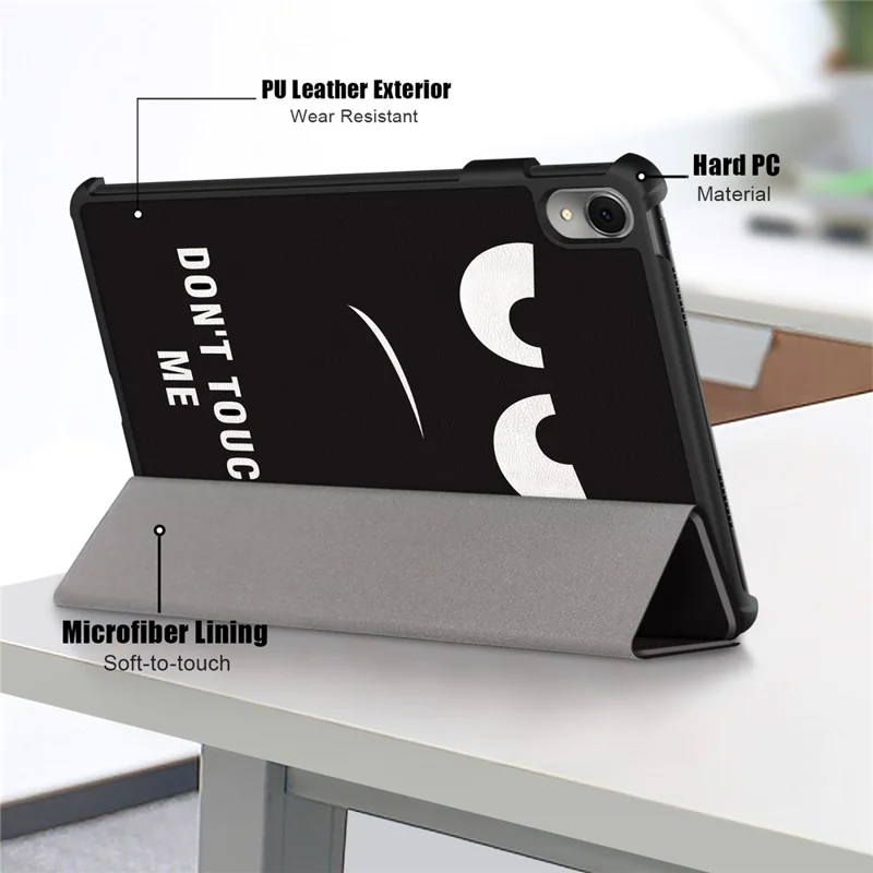 Pour Huawei MatePad 11 (2023) Étui de support à trois volets avec impression de motifs Étui en cuir PU avec réveil/veille automatique - Ne me touchez pas