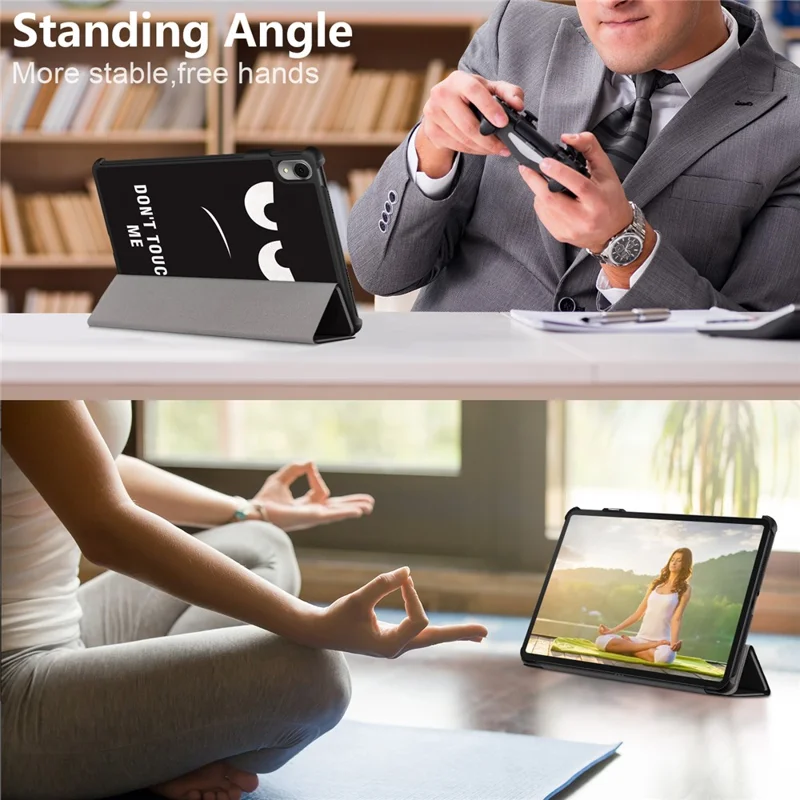 Pour Huawei MatePad 11 (2023) Étui de support à trois volets avec impression de motifs Étui en cuir PU avec réveil/veille automatique - Ne me touchez pas