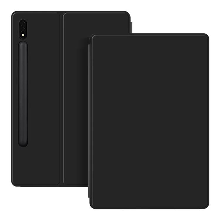 For Samsung Galaxy Tab S8+ / S7+ / S7 FE Stand Magnetic Case PU Leather+PC Smart Tablet Cover - Black