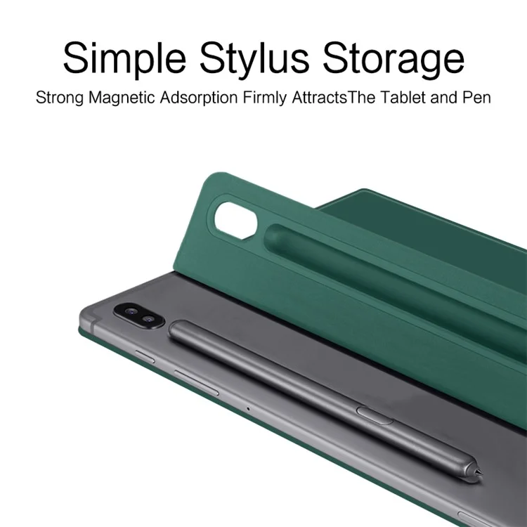 For Samsung Galaxy Tab S7+ PU Leather Tablet Case Stand Magnetic Protecitve Cover - Green