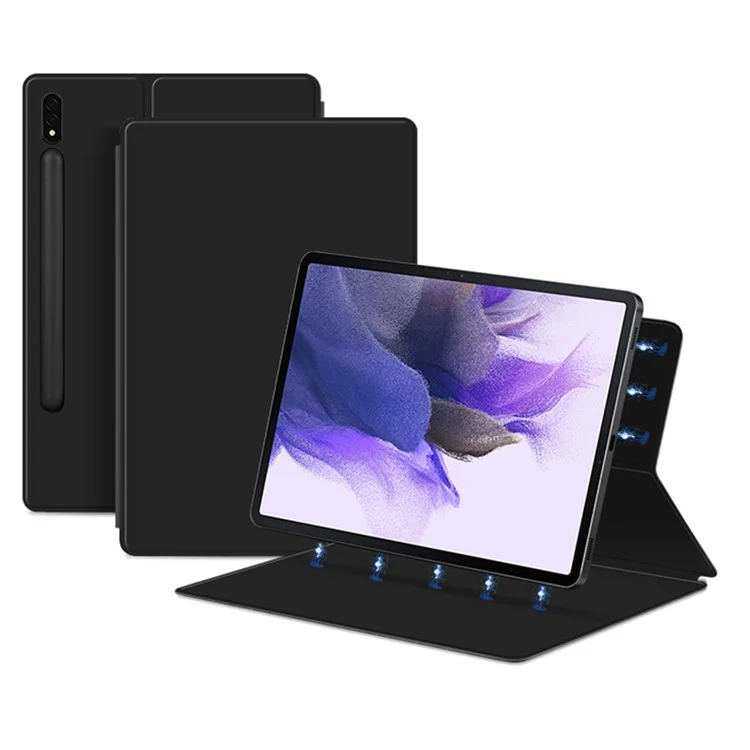 Pour Samsung Galaxy Tab S7 FE Full Body Smart Cover PU Leather Stand Magnetic Tablet Case - Noir