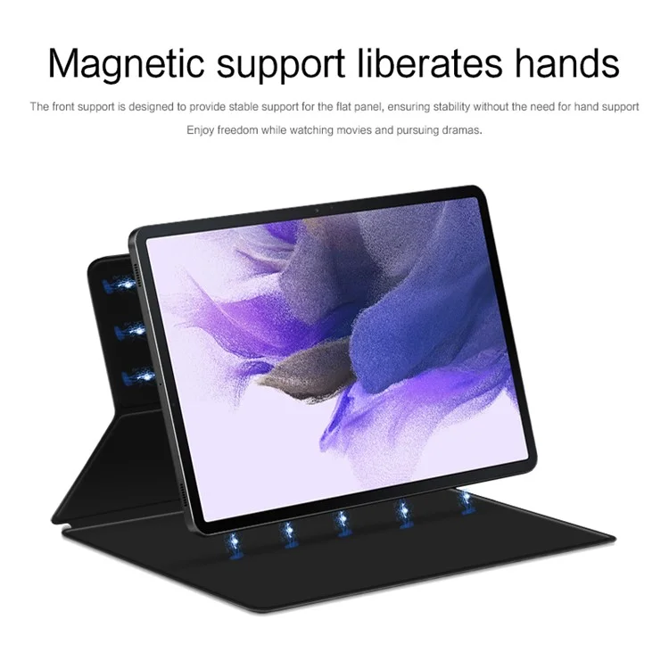 Pour Samsung Galaxy Tab S7 FE Full Body Smart Cover PU Leather Stand Magnetic Tablet Case - Noir