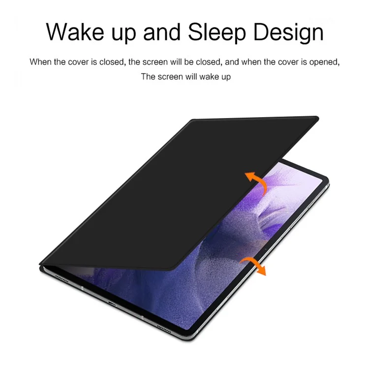 Pour Samsung Galaxy Tab S7 FE Full Body Smart Cover PU Leather Stand Magnetic Tablet Case - Noir